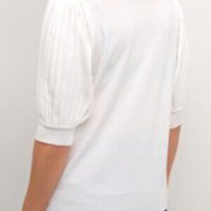 NWT KAFFE Elegant Cream  Puff  short Sleeve Sweater size small